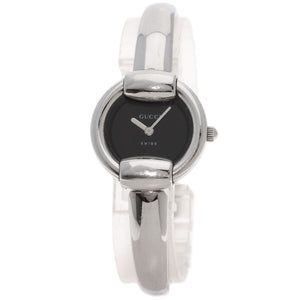Gucci Watches Quartz 1400L Stainless Steel , Stainless Steel Silver Round face black dial Women