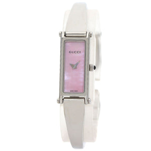 Gucci Watches Quartz 1500L Stainless Steel , Stainless Steel Silver Square face Pink shell dial Women