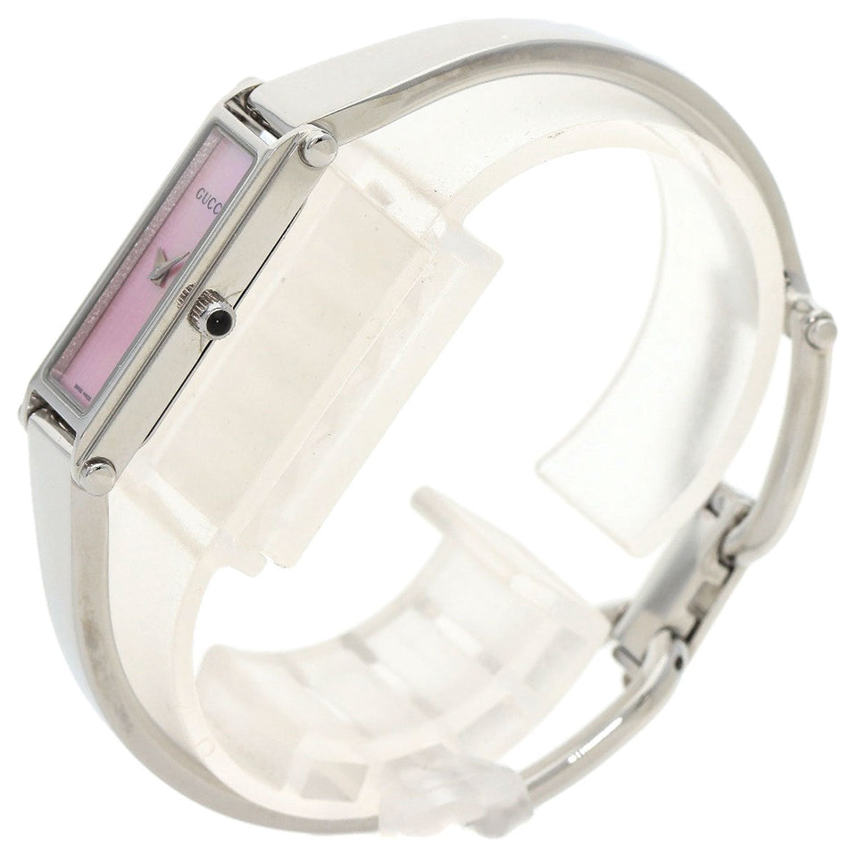 Gucci Watches Quartz 1500L Stainless Steel , Stainless Steel Silver Square face Pink shell dial Women