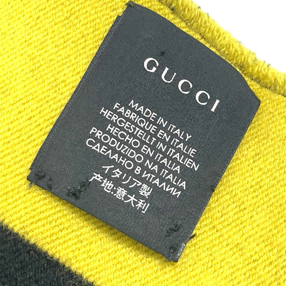 Gucci Scarf wool Black x yellow fringe scarf mens