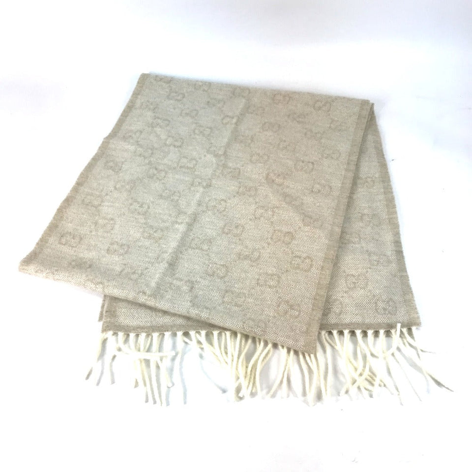 Gucci Scarf 570603 wool beige GG Shelly line mens