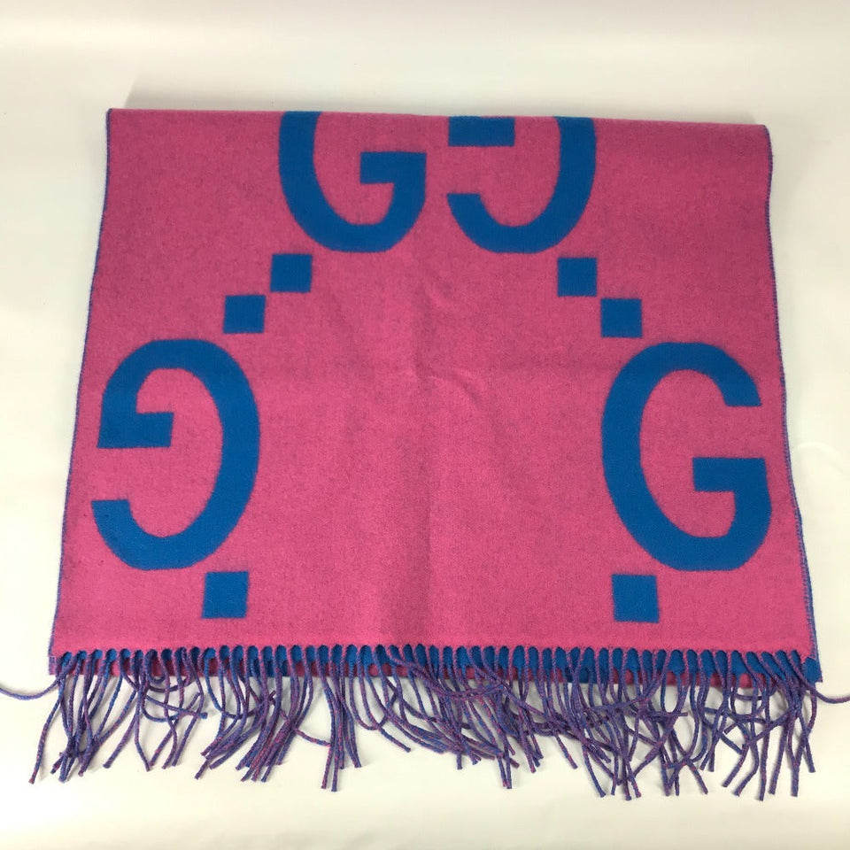 Gucci Scarf 726526 wool pink GG Jacquard Women