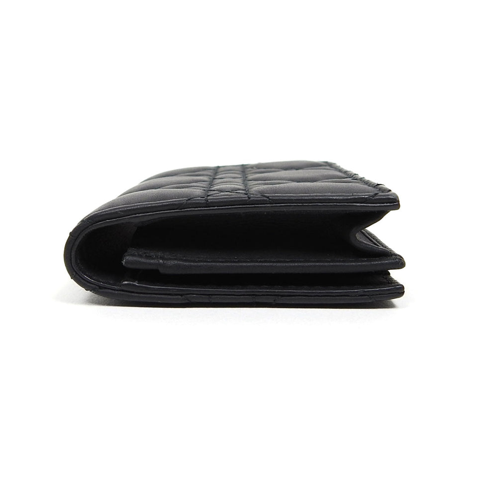 Christian Dior Black Mini Matte Lady Dior Compact Wallet
