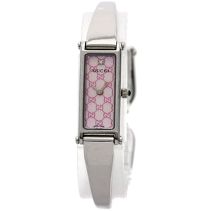 Gucci Watches Quartz 1500L Stainless Steel , Stainless Steel Silver Square face Pink shell dial Women