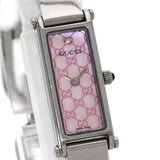 Gucci Watches Quartz 1500L Stainless Steel , Stainless Steel Silver Square face Pink shell dial Women