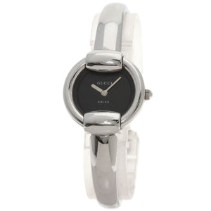 Gucci Watches Quartz 1400L Stainless Steel , Stainless Steel Silver Round face black dial Women