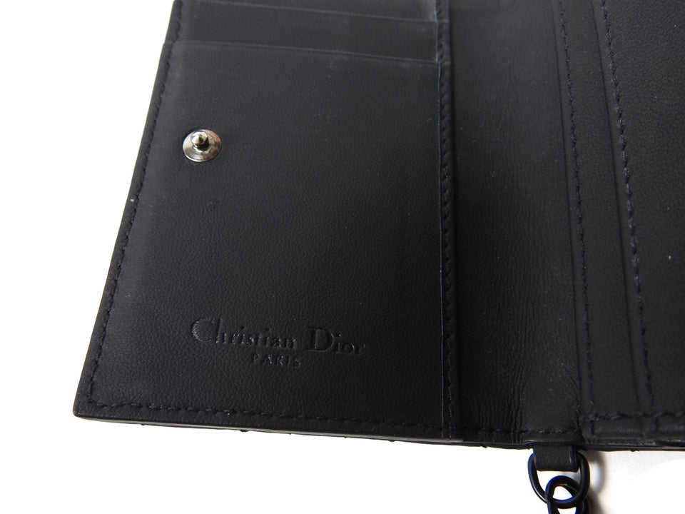 Christian Dior Black Mini Lady Dior Compact Wallet