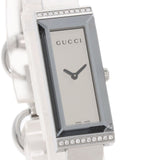 Gucci Watches Quartz 127.5 Stainless Steel , Stainless Steel Silver Square Face Bezel Diamond mirror dial Women