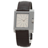 Gucci Watches Quartz 7100M Stainless Steel, Leather Silver Square face Silver dial mens