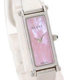 Gucci Watches Quartz 1500L Stainless Steel , Stainless Steel Silver Square face Pink shell dial Women