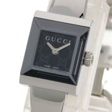 Gucci Watches Quartz 128.5 Stainless Steel , Stainless Steel Silver Square face black dial Women