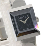 Gucci Watches Quartz 128.5 Stainless Steel , Stainless Steel Silver Square face black dial Women