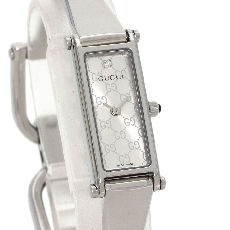 Gucci Watches Quartz 1500L Stainless Steel , Stainless Steel Silver Square Face 1P Diamond Silver dial Women