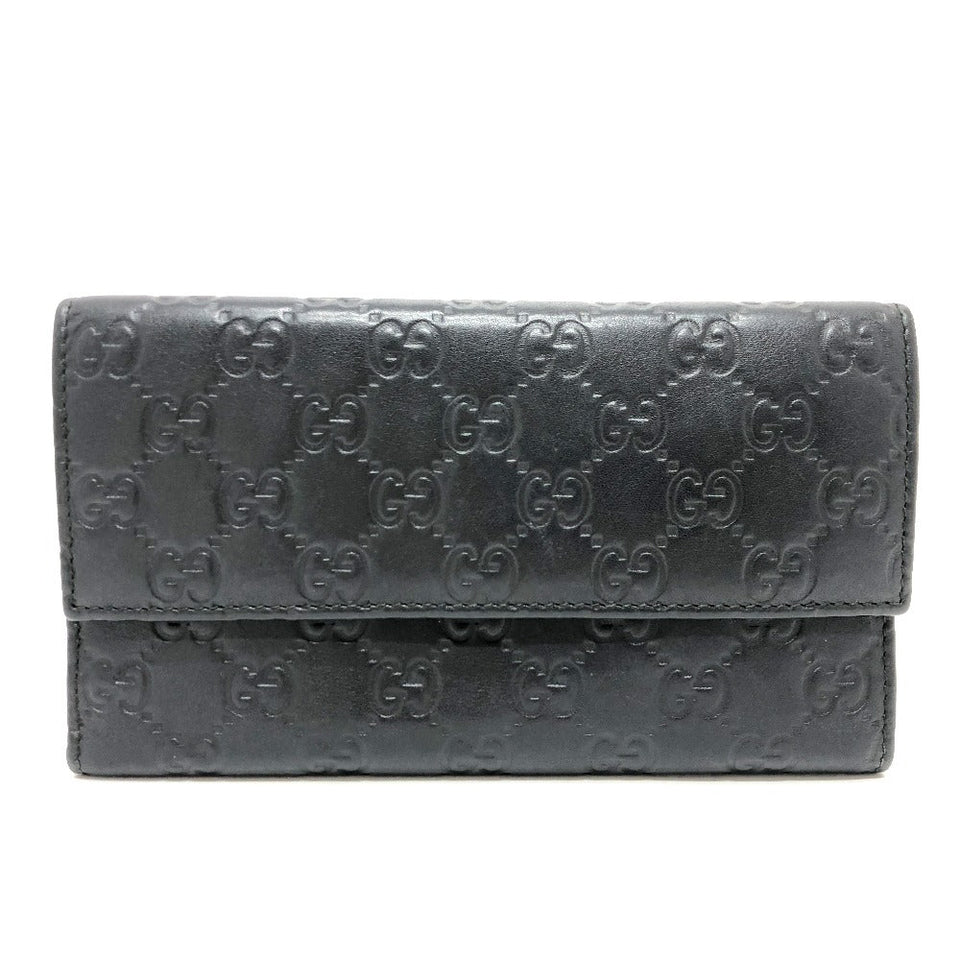 Gucci Trifold wallet 257303 leather black Sima line GG