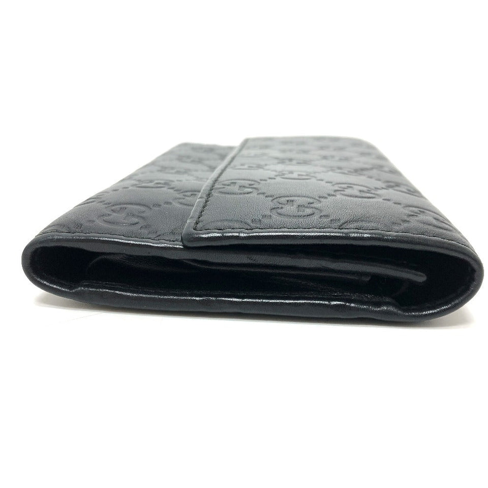 Gucci Trifold wallet 257303 leather black Sima line GG