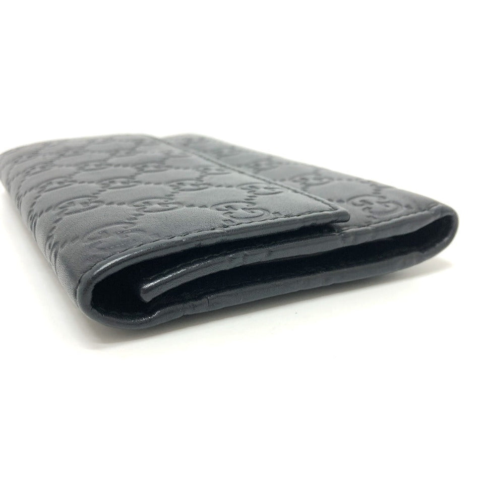 Gucci Trifold wallet 257303 leather black Sima line GG