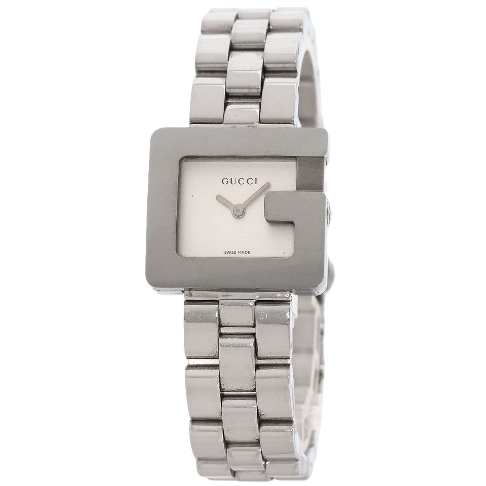 Gucci Watches Quartz 3600L Stainless Steel , Stainless Steel Silver G Square Silver dial Women