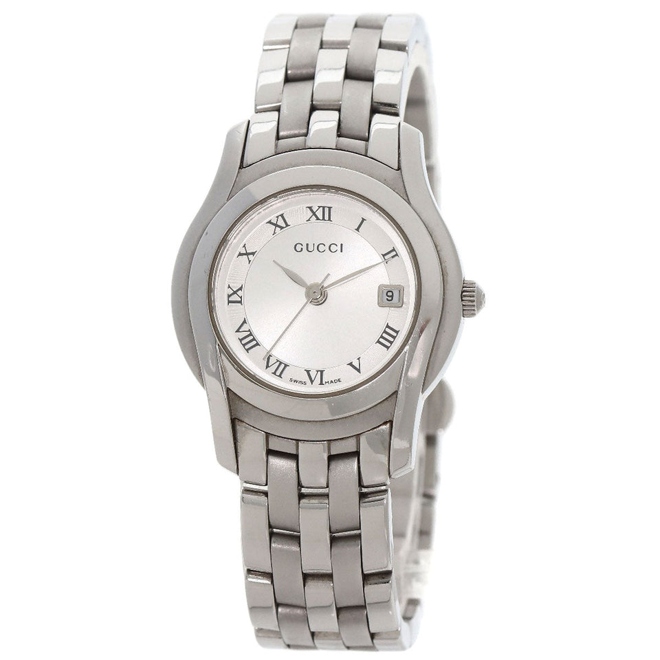 Gucci Watches Quartz 5500L Stainless Steel Silver Round face Silver dial