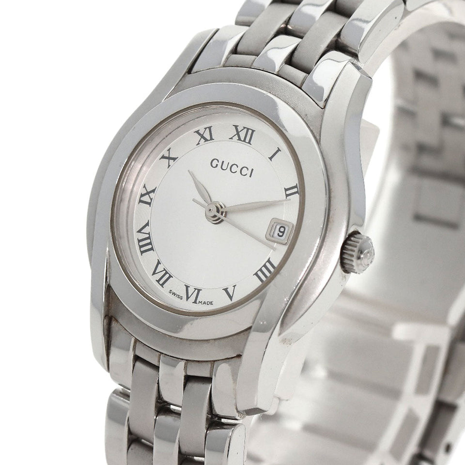 Gucci Watches Quartz 5500L Stainless Steel Silver Round face Silver dial