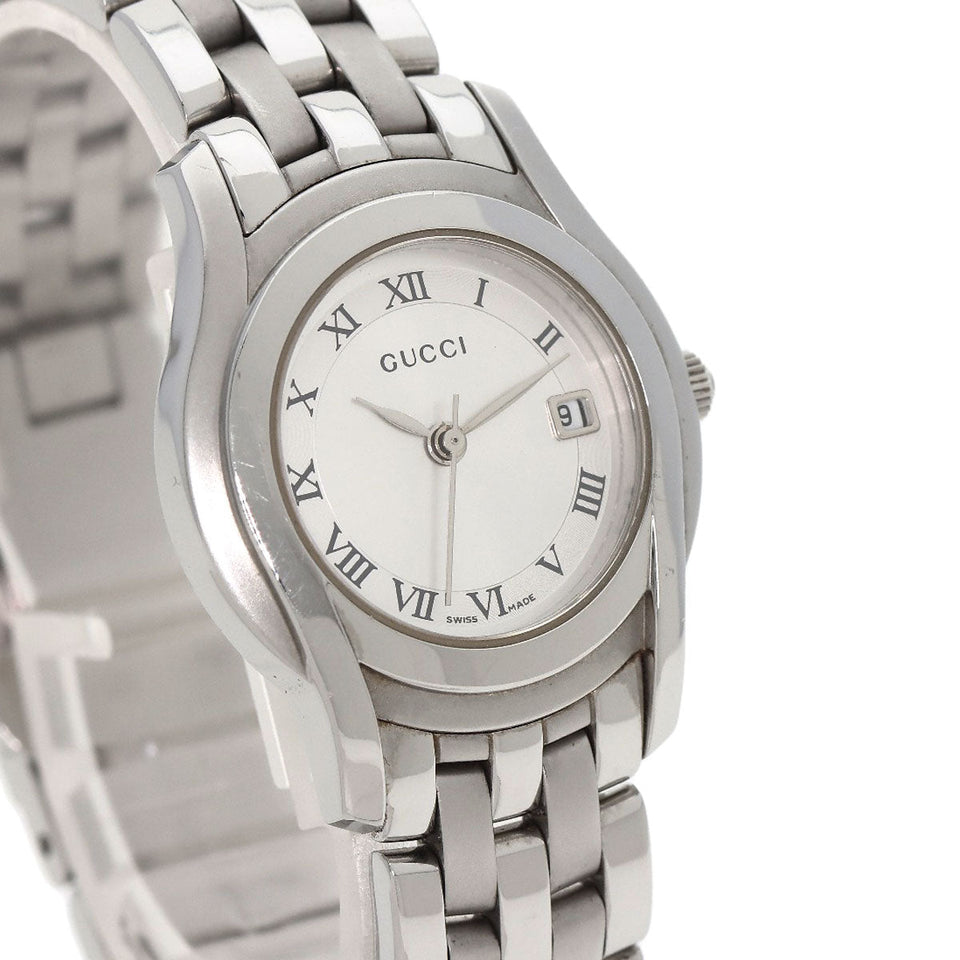 Gucci Watches Quartz 5500L Stainless Steel Silver Round face Silver dial