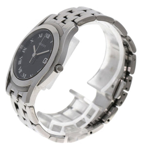 Gucci Watches Quartz 5500M Stainless Steel , Stainless Steel Silver Round face black dial mens