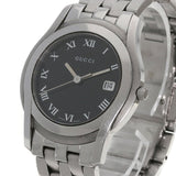 Gucci Watches Quartz 5500M Stainless Steel , Stainless Steel Silver Round face black dial mens