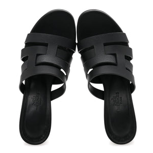Hermes Calfskin Epsom Amica Sandals 35 Black