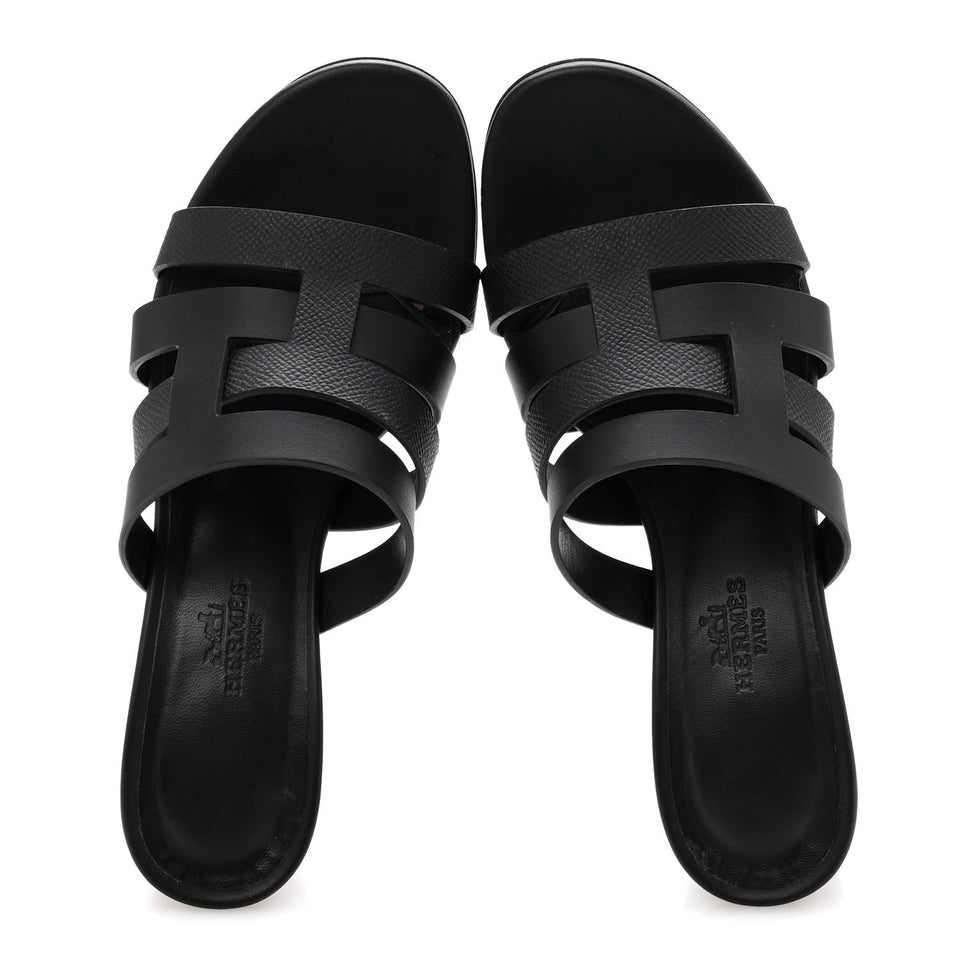 Hermes Calfskin Epsom Amica Sandals 35 Black