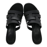 Hermes Calfskin Epsom Amica Sandals 35 Black