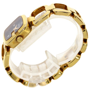Gucci Watches Quartz 125.5 Gold Plated , Gold Plated gold G Collection 3P Diamond Square black dial Women