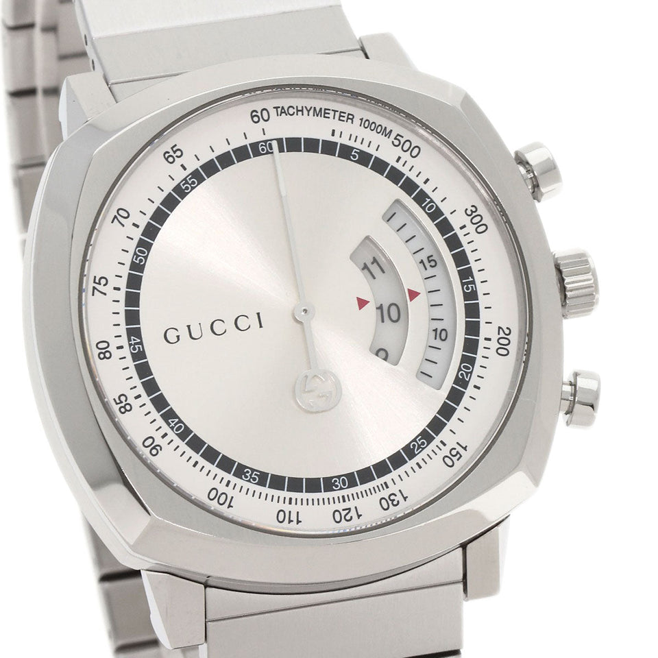 Gucci Watches Quartz YA157302 Stainless Steel , Stainless Steel Silver Grip Chronograph Silver dial mens