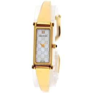 Gucci Watches Quartz 1500L Gold Plated , Gold Plated gold Square Face 1P Diamond White shell dial Women