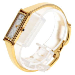 Gucci Watches Quartz 1500L Gold Plated , Gold Plated gold Square Face 1P Diamond White shell dial Women