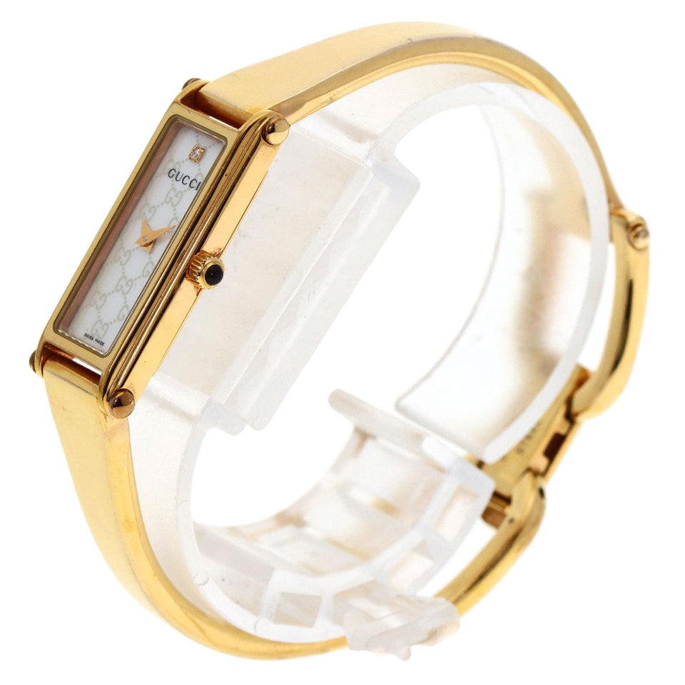 Gucci Watches Quartz 1500L Gold Plated , Gold Plated gold Square Face 1P Diamond White shell dial Women