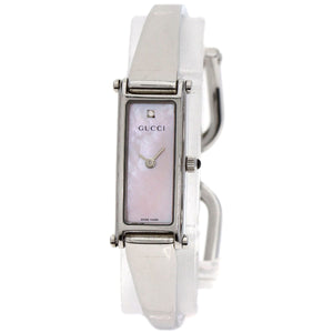 Gucci Watches Quartz 1500L Stainless Steel , Stainless Steel Silver Square Face 1P Diamond Pink shell dial Women