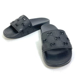 Gucci Sandals 573922 rubber black Flat petanko GG Women's Slide Sandals mens 39