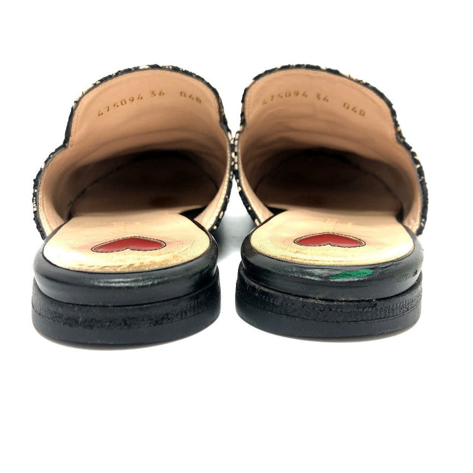 Gucci Sandals 475094 Lace, Leather black Race Horsebit 36