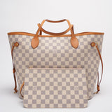 Louis Vuitton MM Damier Azur Beige Tote Bag with Removable Pouch
