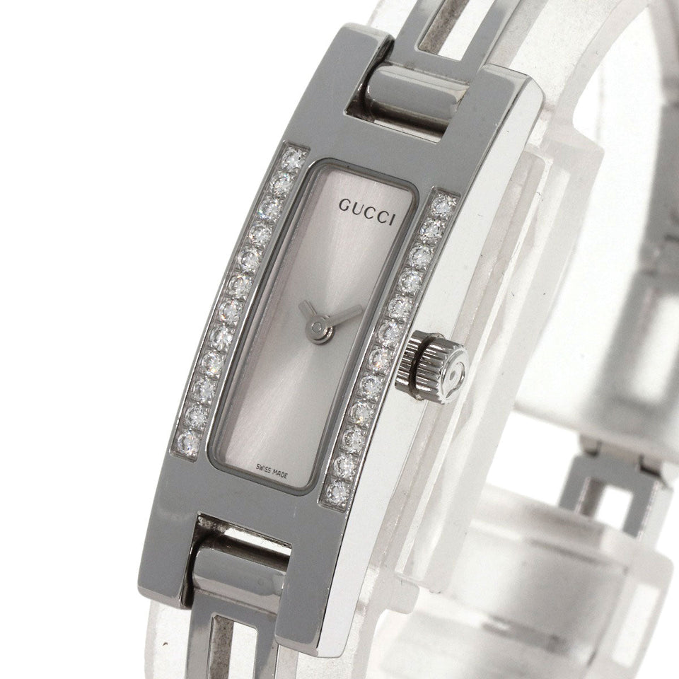 Gucci Watches Quartz 3900L Stainless Steel , Stainless Steel Silver Diamond Bezel Silver dial Women