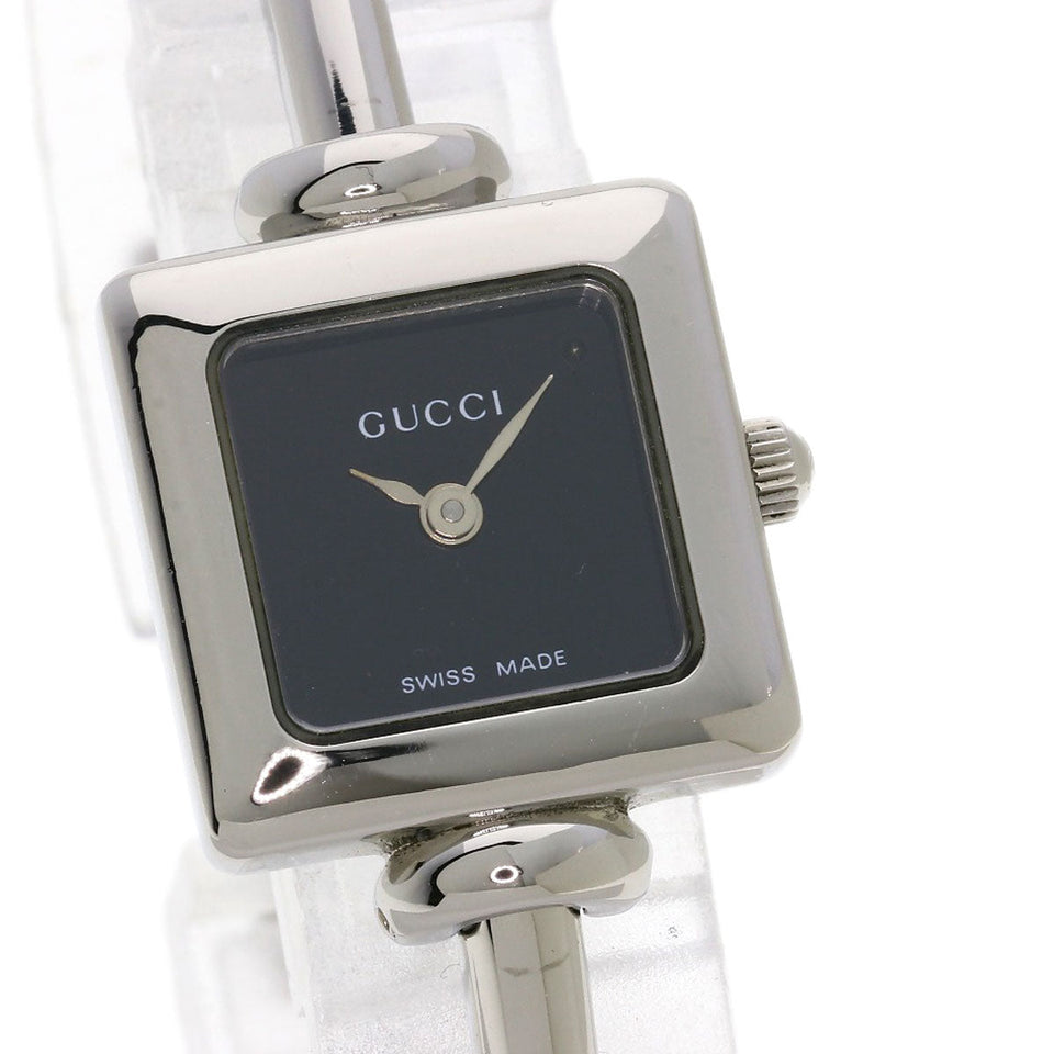 Gucci Watches Quartz Stainless Steel , Stainless Steel Silver 1900L black dial Women