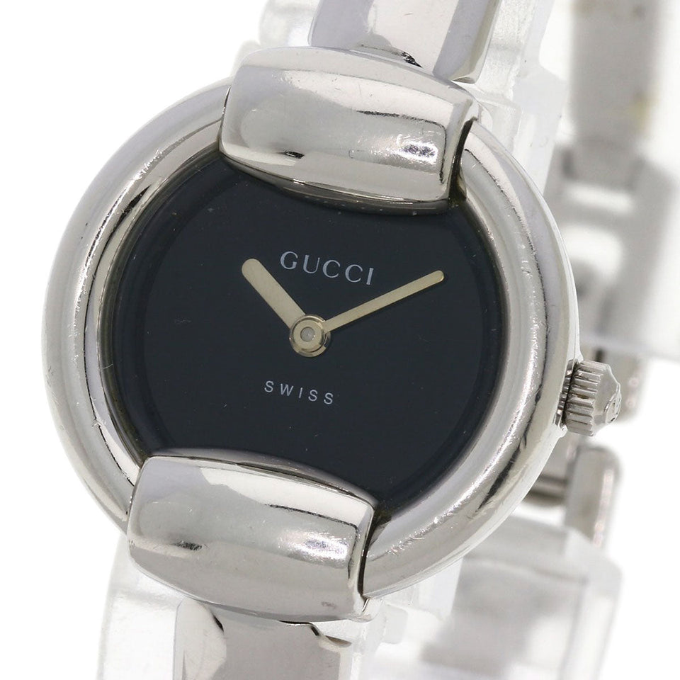 Gucci Watches Quartz Stainless Steel , Stainless Steel Silver 1400L black dial Women