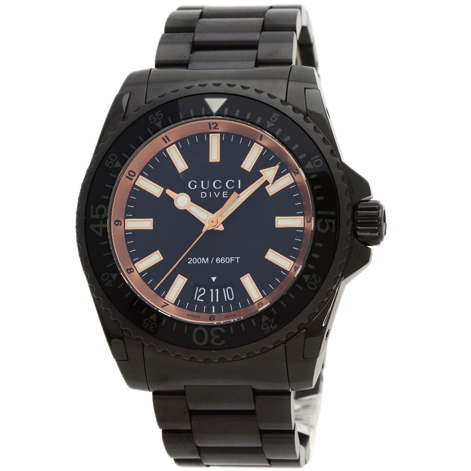 Gucci Watches Quartz YA136.2 Stainless Steel black Dive black dial