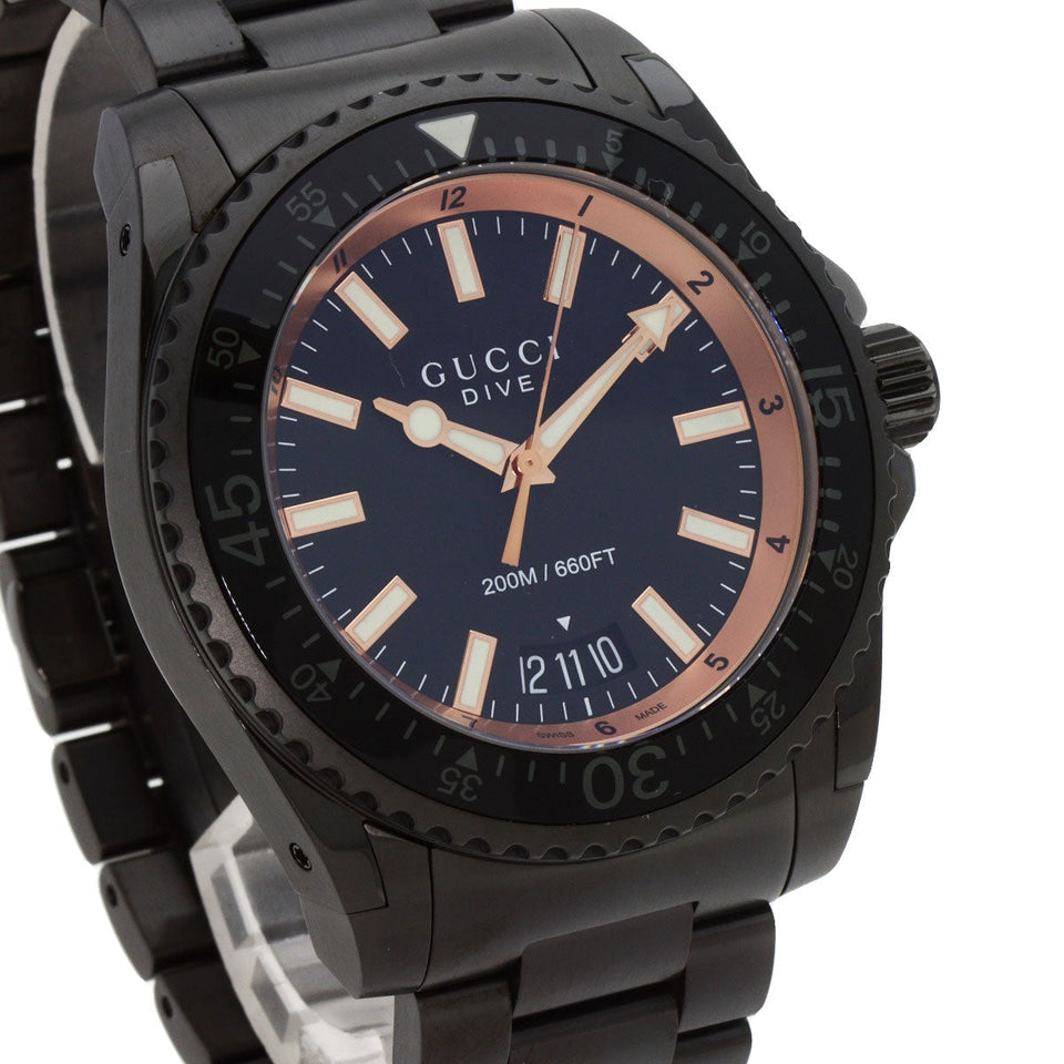Gucci Watches Quartz YA136.2 Stainless Steel black Dive black dial