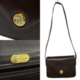 Gucci Shoulder Bag leather Brown GG logo Metal Women