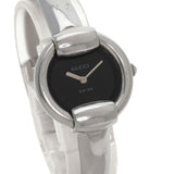 Gucci Watches Quartz 1400L Stainless Steel , Stainless Steel Silver round face bangle black dial Women
