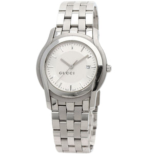 Gucci Watches Quartz 5500XL Stainless Steel , Stainless Steel Silver Round face Silver dial mens