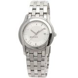 Gucci Watches Quartz 5500XL Stainless Steel , Stainless Steel Silver Round face Silver dial mens