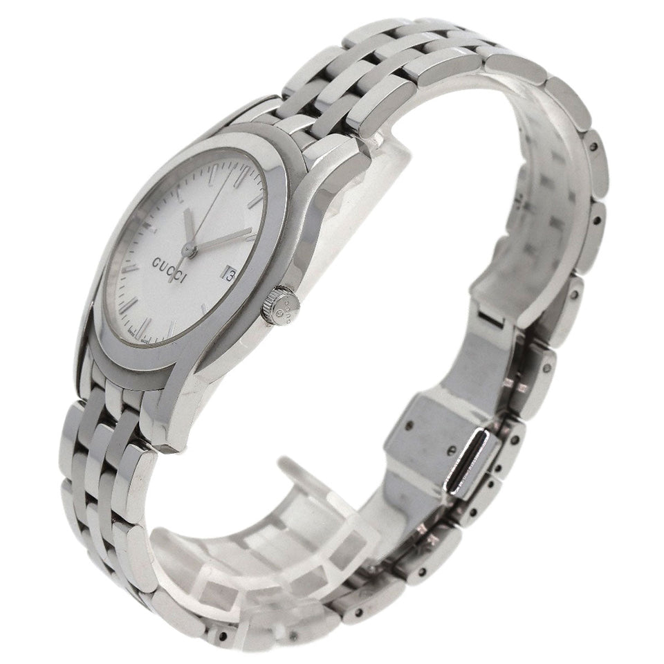 Gucci Watches Quartz 5500XL Stainless Steel , Stainless Steel Silver Round face Silver dial mens