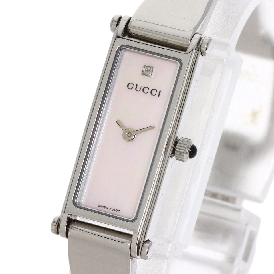 Gucci Watches Quartz 1500L Stainless Steel , Stainless Steel Silver Square face bangle White shell dial Women