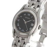 Gucci Watches Quartz 5500L Stainless Steel , Stainless Steel Silver Round face black dial Women